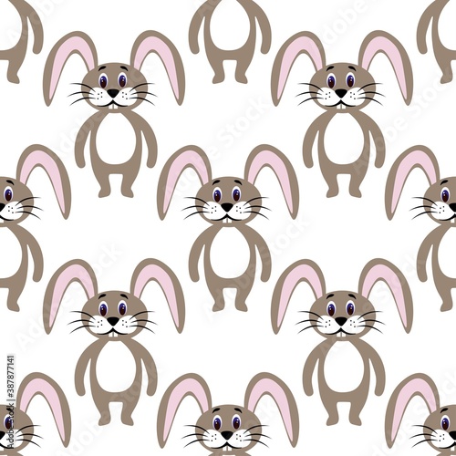 
Cute hare on a white background. Wild forest animals in flat style. Cartoon mammals for web pages.
Stock vector illustration for decor, design, baby textiles and
wallpaper
