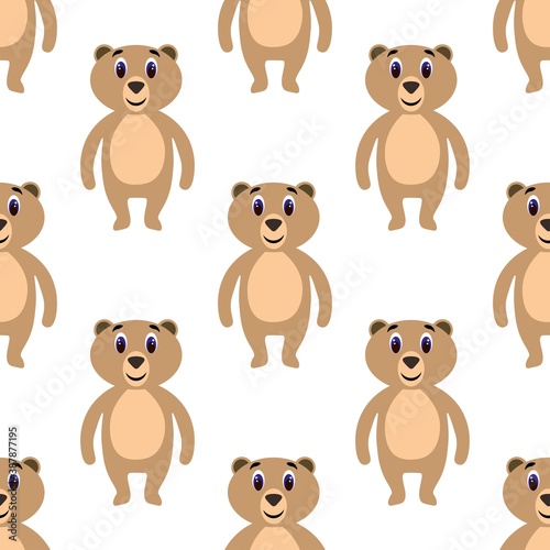 Cute bear on a white background. Wild forest animals in flat style. Cartoon mammals for web pages.
Stock vector illustration for decor, design, baby textiles and
wallpaper