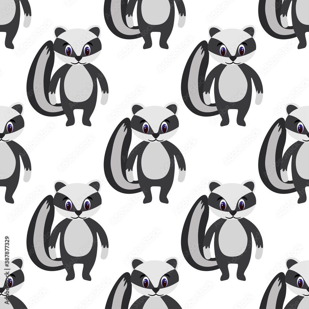 Obraz premium Cute badger on a white background. Wild forest animals in flat style. Cartoon mammals for web pages. Stock vector illustration for decor, design, baby textiles and wallpaper