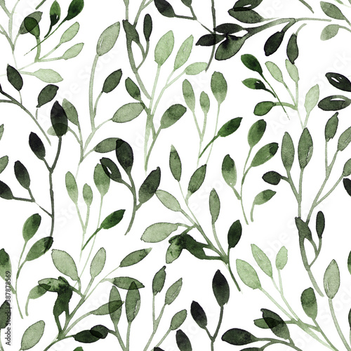 Wallpaper Mural Watercolor leaves pattern Torontodigital.ca