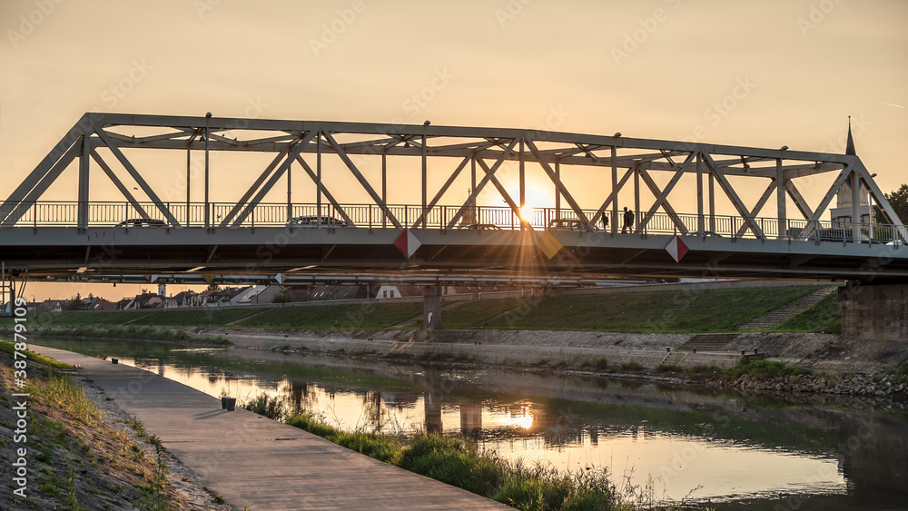 View of the Petofi-Bridge in Gyor, Hungary.