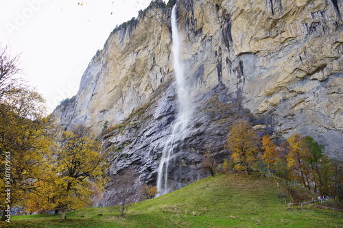 Amazing Autumn in Lauterbrunen, the canton of Bern, Switzerland   photo