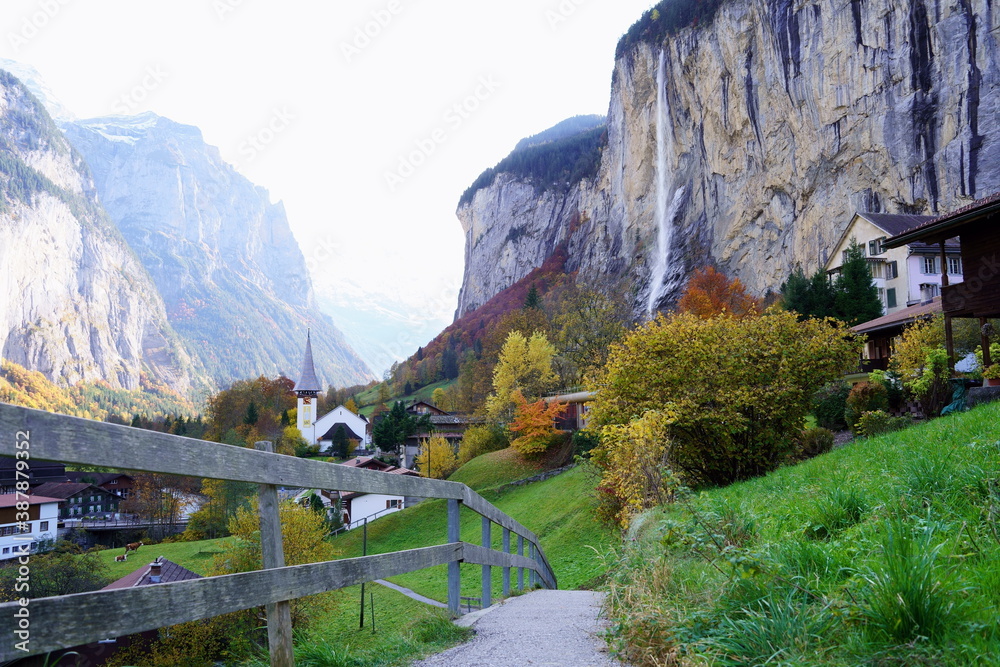 Amazing Autumn in Lauterbrunen, the canton of Bern, Switzerland Amazing Autumn in Lauterbrunen, the canton of Bern, Switzerland