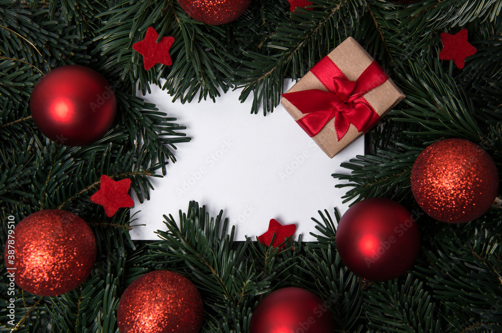 Fototapeta premium Christmas card for your text with festive decorations