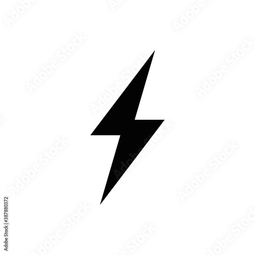 Black Thunder and Bolt Lighting Flash Icons Set. Flat Style
