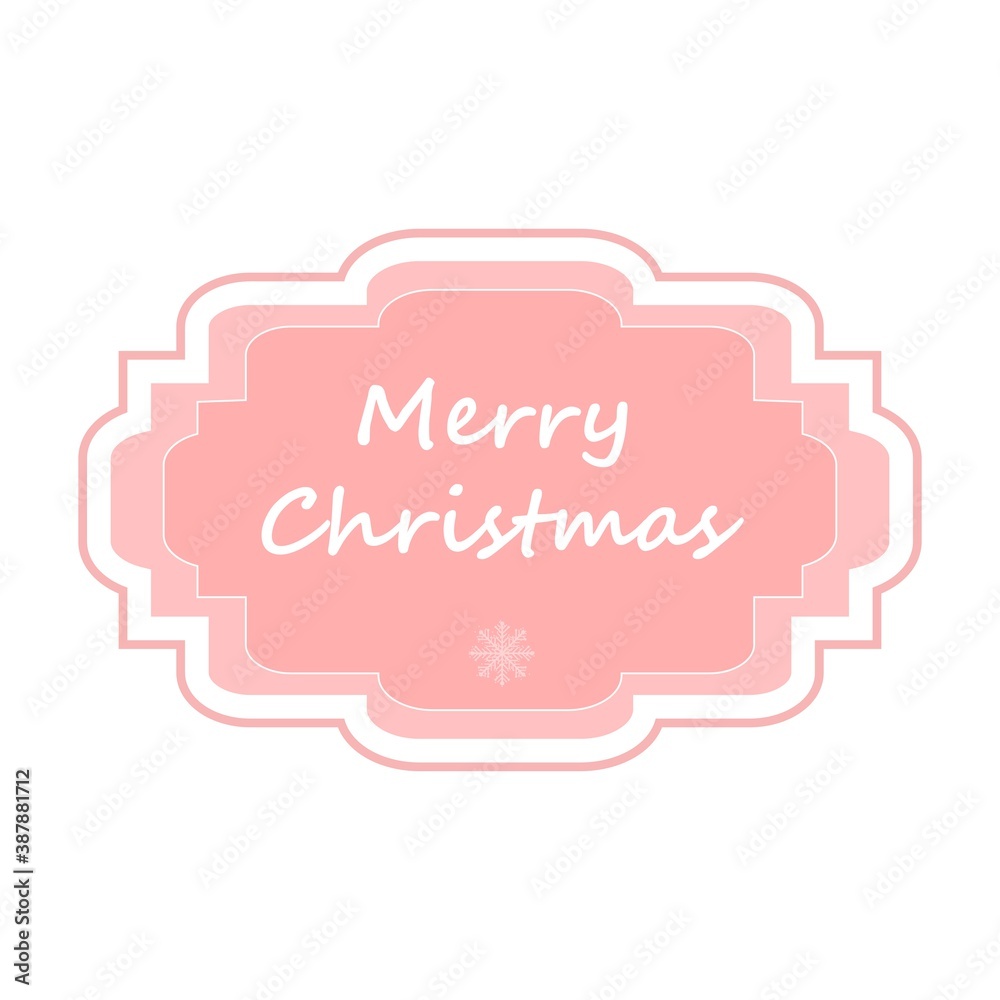 Merry Christmas and Happy New Year soft realistic pink greeting card with snowflake