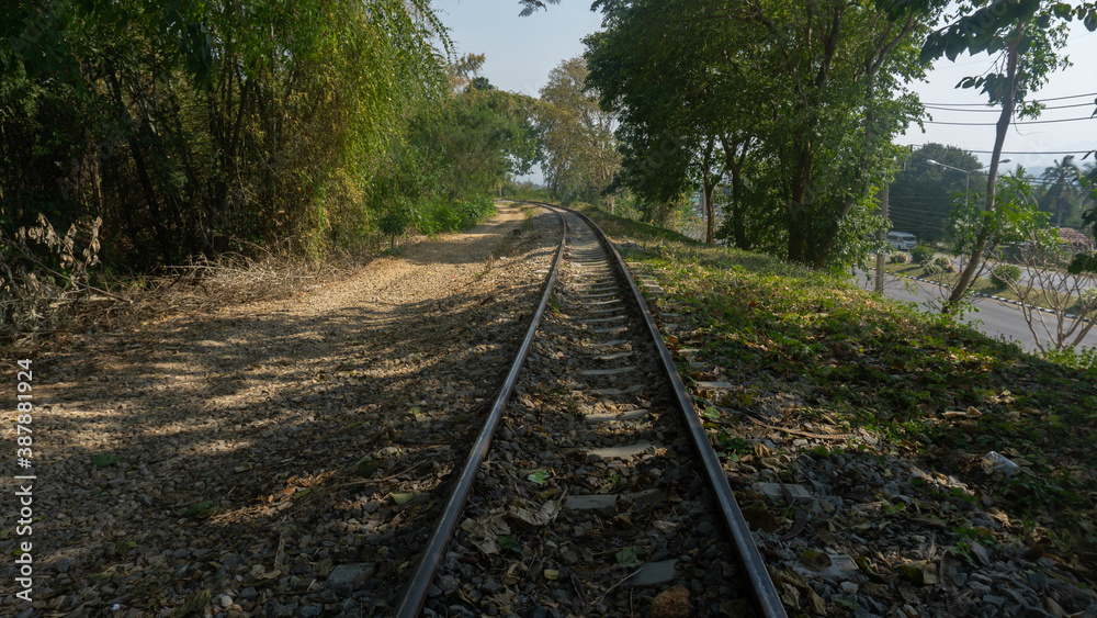 Fototapeta premium Abandoned train track Kanchanaburi, Thailand