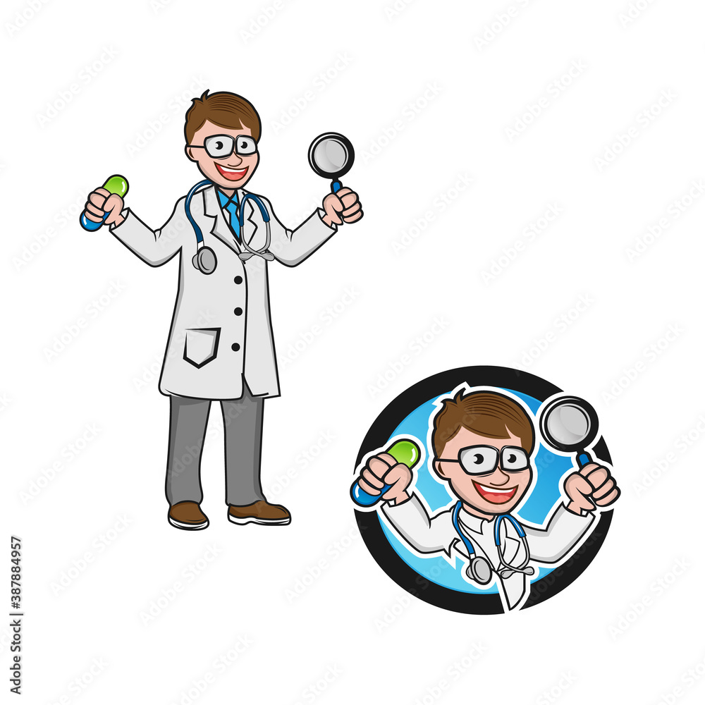 Male doctor character. Avatar of a young male doctor/nurse. Happy doctor/nurse on a white background. Male doctor character. Avatar of a young male doctor/nurse. Happy doctor/nurse on a white background.