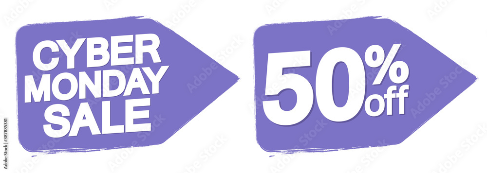 Cyber Monday Sale, 50% off, banners design template, discount tags, season offers, vector illustration Cyber Monday Sale, 50% off, banners design template, discount tags, season offers, vector illustration