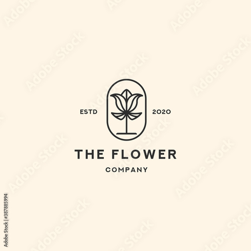 Flower Retro Vintage Label Logo Design