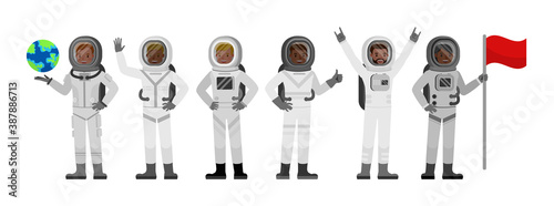 Set of Astronaut people working character vector design. Presentation in various action with emotions.