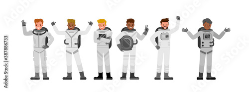 Set of Astronaut people working character vector design. Presentation in various action with emotions. no2