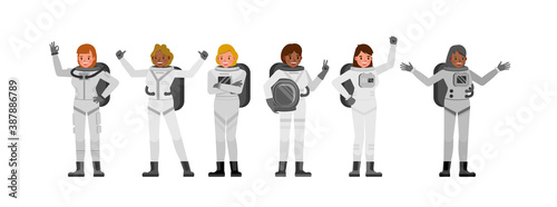 Set of Astronaut people working character vector design. Presentation in various action with emotions. no4