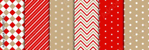 Christmas pattern set - minimal style seamless print design collection in red white and gold - winter holiday mood patterns