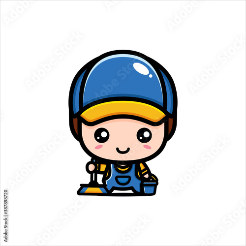 cute cleaning character vector design