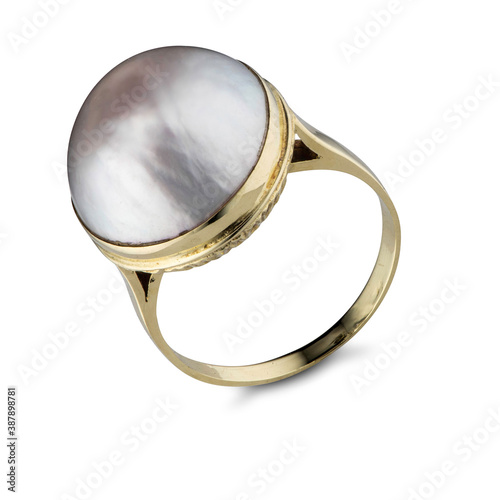 Vintage mabe pearl gold ring photo