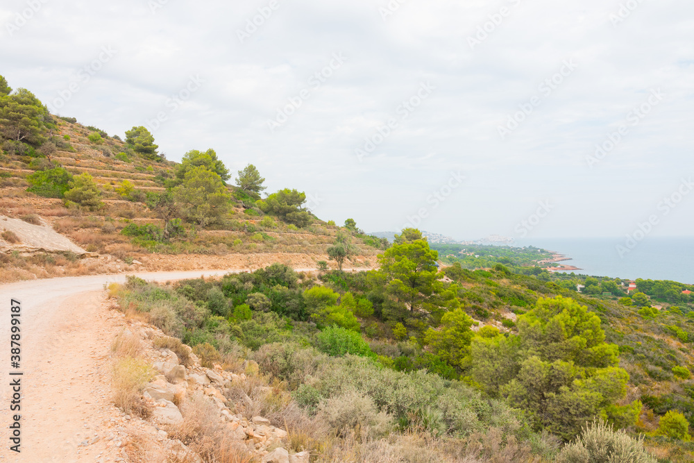 Serra d'Irta natural park, Costa del Azahar, Spain. Beautiful protected area, contrasted by mountains and the mediterranean sea. Located between Alcossebre and Peniscola. Accessible by car 