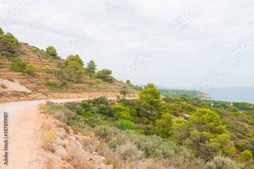 Serra d'Irta natural park, Costa del Azahar, Spain. Beautiful protected area, contrasted by mountains and the mediterranean sea. Located between Alcossebre and Peniscola. Accessible by car 