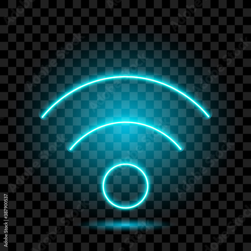 Neon wifi sign, isolated, vector illustration.