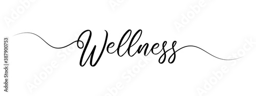 letter wellness script calligraphy banner black color
