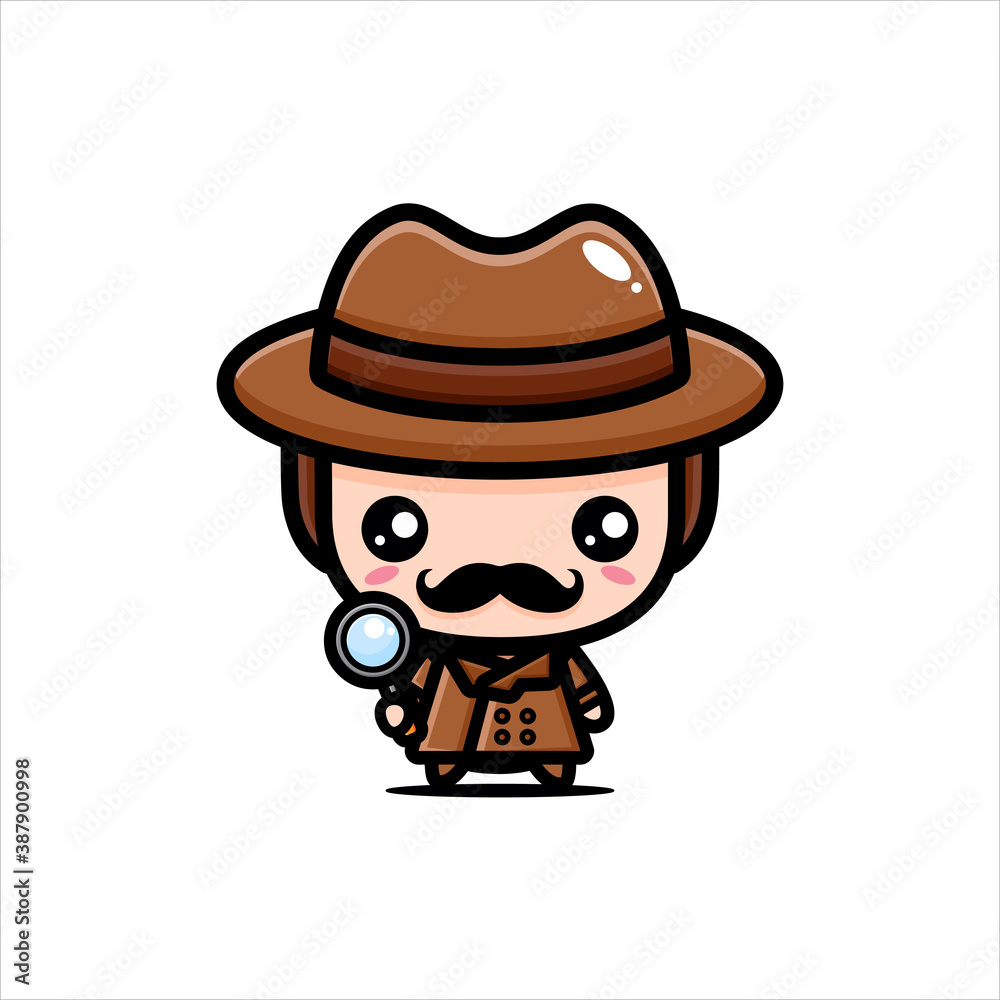 cute detective character vector design