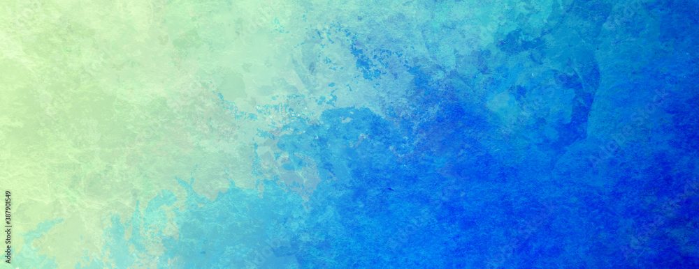 Watercolor background in blue and yellow green painting with gradient painted texture and grunge in abstract design, abstract blue green backgrounds or paper