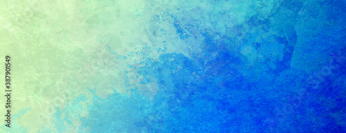 Watercolor background in blue and yellow green painting with gradient painted texture and grunge in abstract design, abstract blue green backgrounds or paper © Attitude1