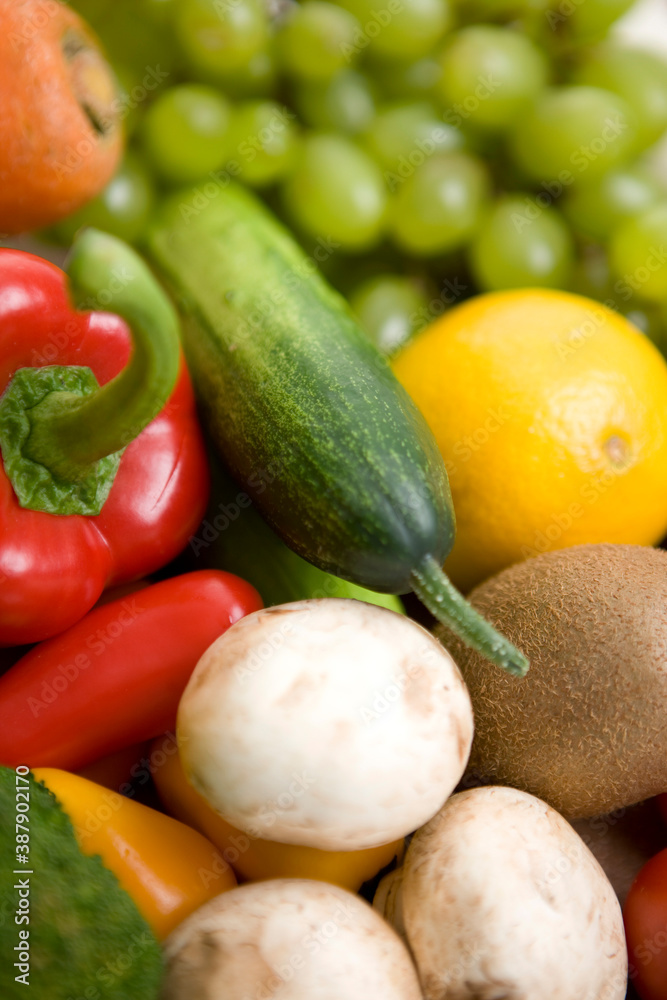 various fresh vegetables and fruits