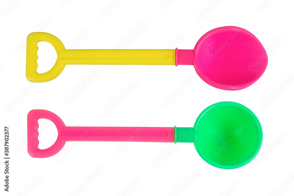 plastic for baby toy shovel or scoop isolated on white background with clipping path plastic for baby toy shovel or scoop isolated on white background with clipping path