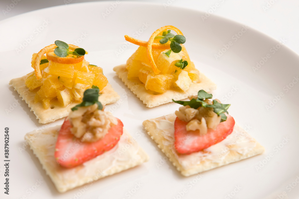 appetizer canape with fresh ingredients