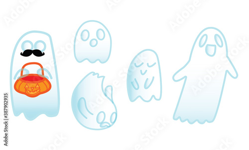 Cute playful ghost vector illustrations