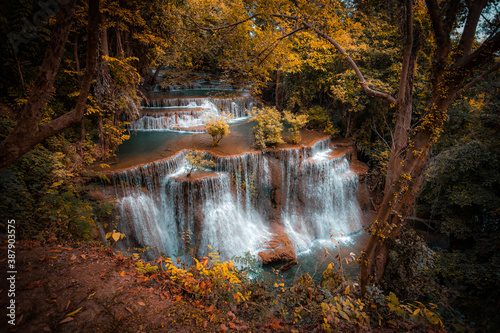 Huaymaekamin Waterfall in Kanchanaburi province Thailand