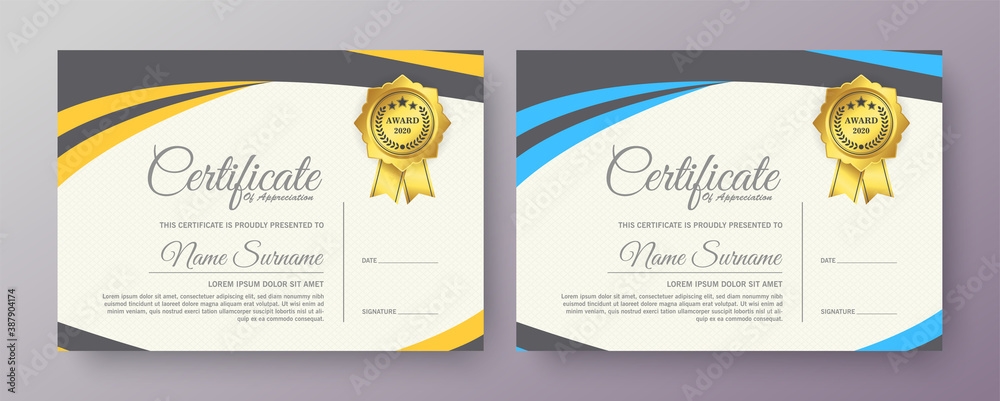 Obraz premium Appreciation certificate best award diploma set