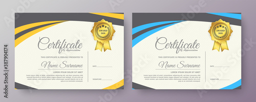 Appreciation certificate best award diploma set	