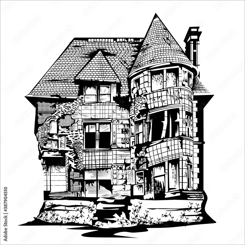 Earthquake destroyed house icon color outline vector Earthquake destroyed  house icon outline earthquake destroyed house  CanStock