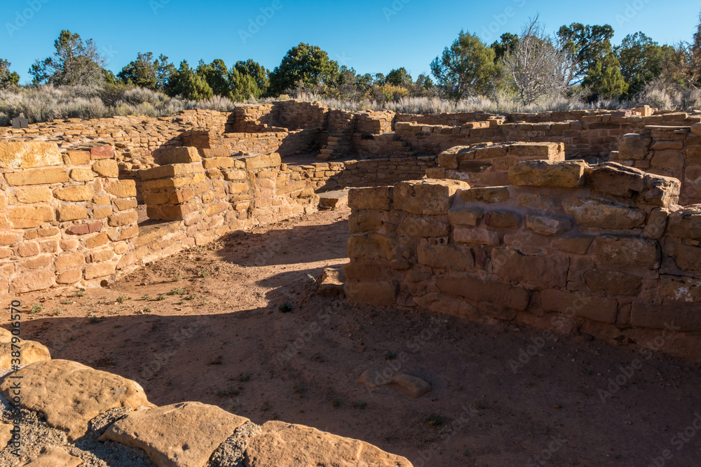 The Adobe Brick Walls of The Pipe Spring House, Mesa Verde National Park, Colorado, USA