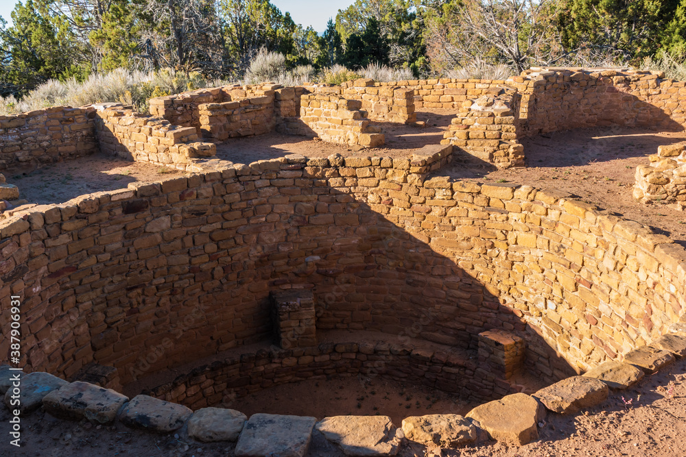 Kiva Inside The Adobe Brick Walls of The Pipe Spring House, Mesa Verde National Park, Colorado, USA
