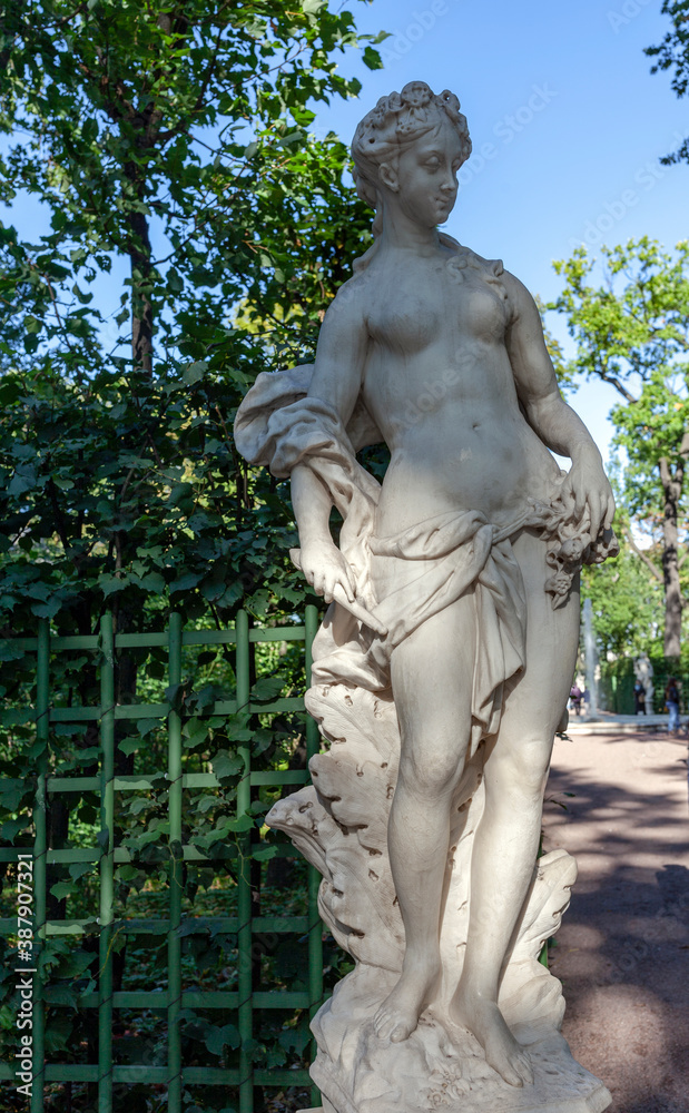 Fototapeta premium Aurora statue in the Summer garden. Petersburg