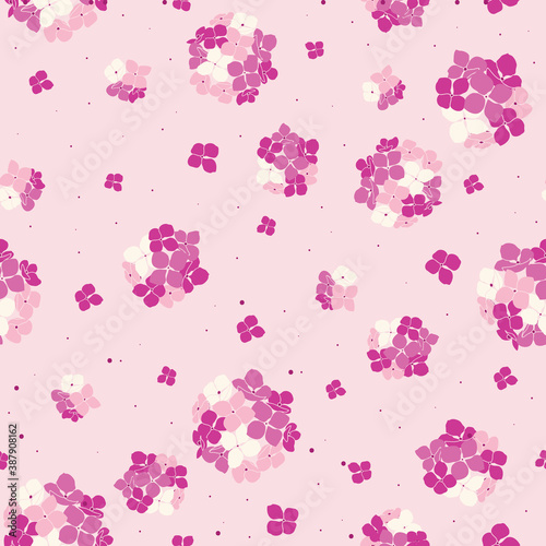 seamless pattern hand drawn round bouquet hydrangea flowers design