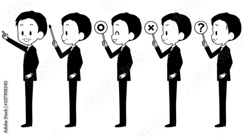 ビジネスマン　ポインター　サイン　セット