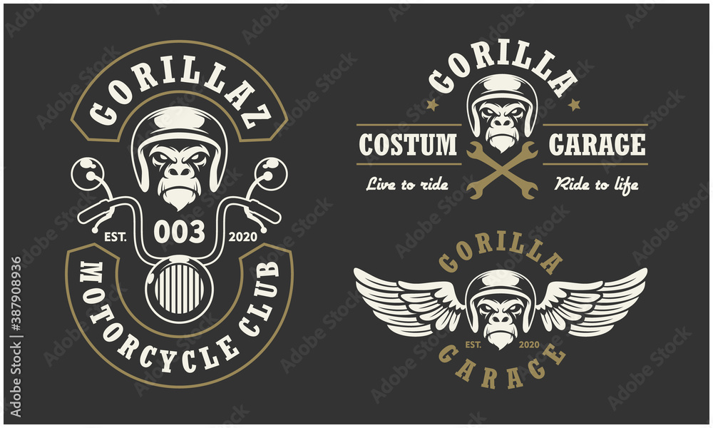 Gorilla head auto repair and custom Garage logo. Design element for company  logo, label, emblem, sign, apparel or other merchandise. Scalable and  editable Vector illustration. Stock-Vektorgrafik | Adobe Stock