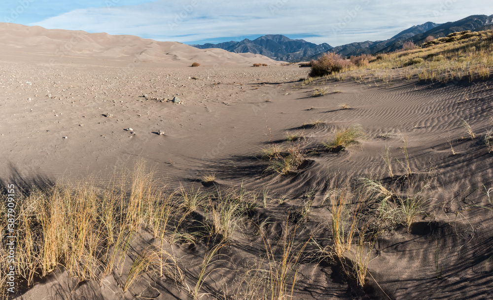 Dry Medano Creek With Mt. Herard and the Dune Field of Great Sand Dunes National Park, Colorado, USA Dry Medano Creek With Mt. Herard and the Dune Field of Great Sand Dunes National Park, Colorado, USA