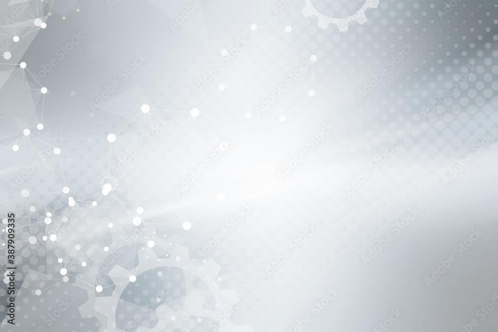 Gray halftone pattern with white line motion and network connection backdrop wallpaper. Clean Grey geometric background. Gray halftone pattern with white line motion and network connection backdrop wallpaper. Clean Grey geometric background.