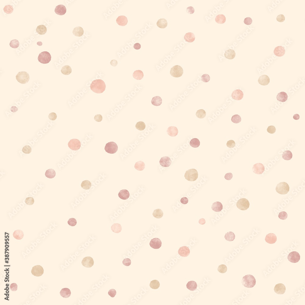 Random neutral pattern with colorful hand-painted splashes, spots, polka dots. Abstract background. Watercolor pastel color palettes. Great for printing, wrapping, decorative, wallpaper...
