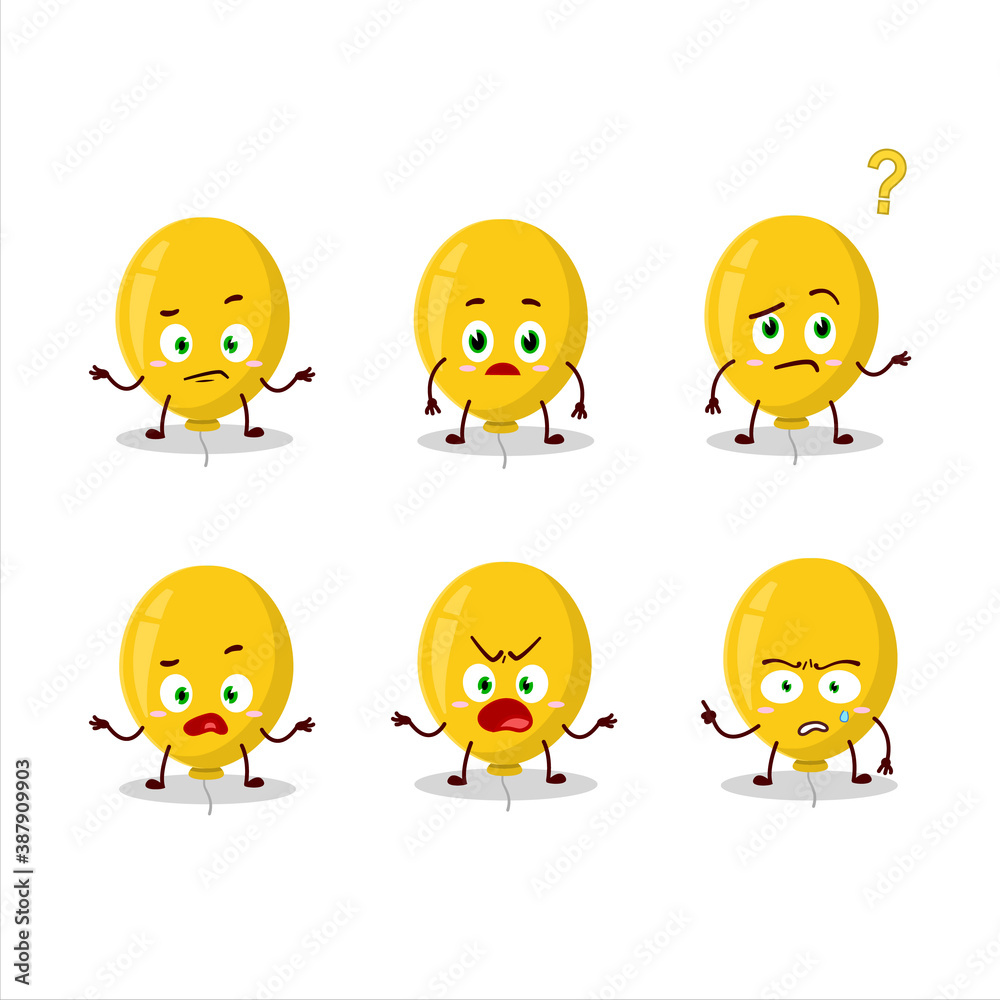 Cartoon character of yellow balloon with what expression
