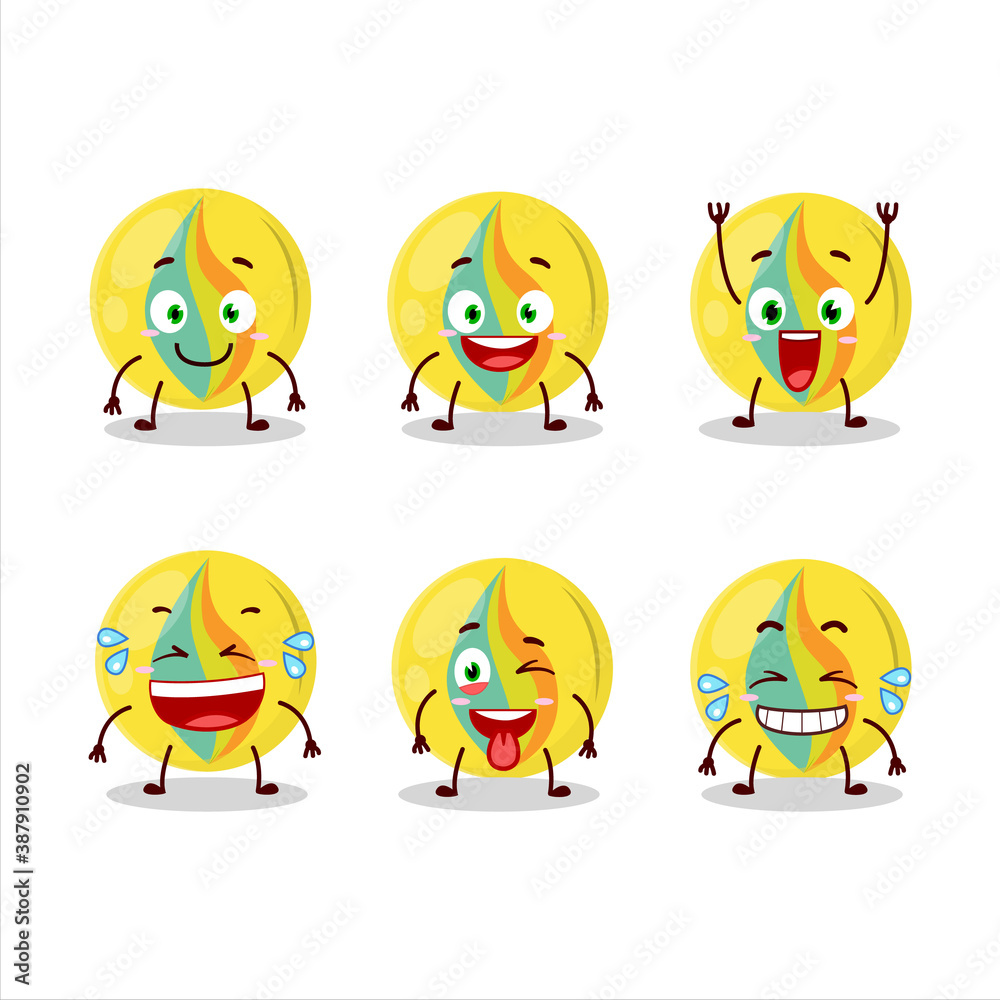 Cartoon character of yellow marbles with smile expression Cartoon character of yellow marbles with smile expression