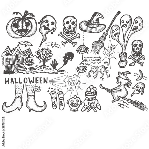 Halloween, doodle and sketch illustration