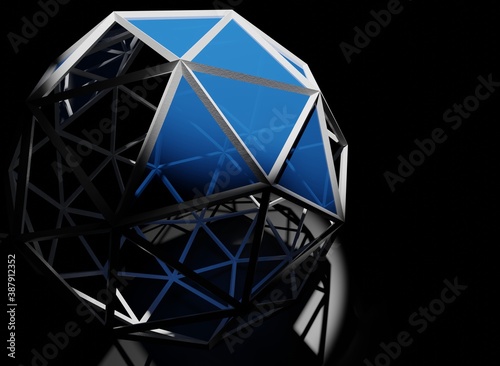 Close up sphere with blue colors scene 3D rendering abstract wallpaper background