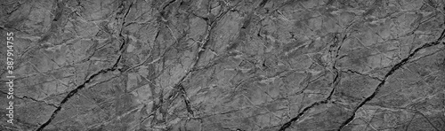 Black white grunge background. Rock texture with veins and cracks. Marble effect. Stone wall background. Web banner with rough texture. © Наталья Босяк