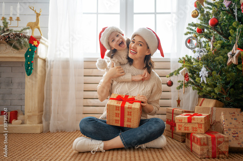 family celebrating Christmas